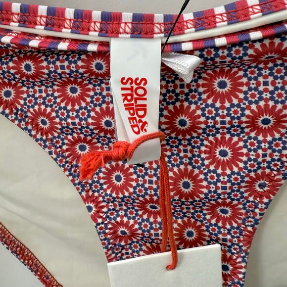 Solid & Striped The Daphne Swim Bikini Bottom Mosaic Floral Red XL NWT - Picture 4 of 6